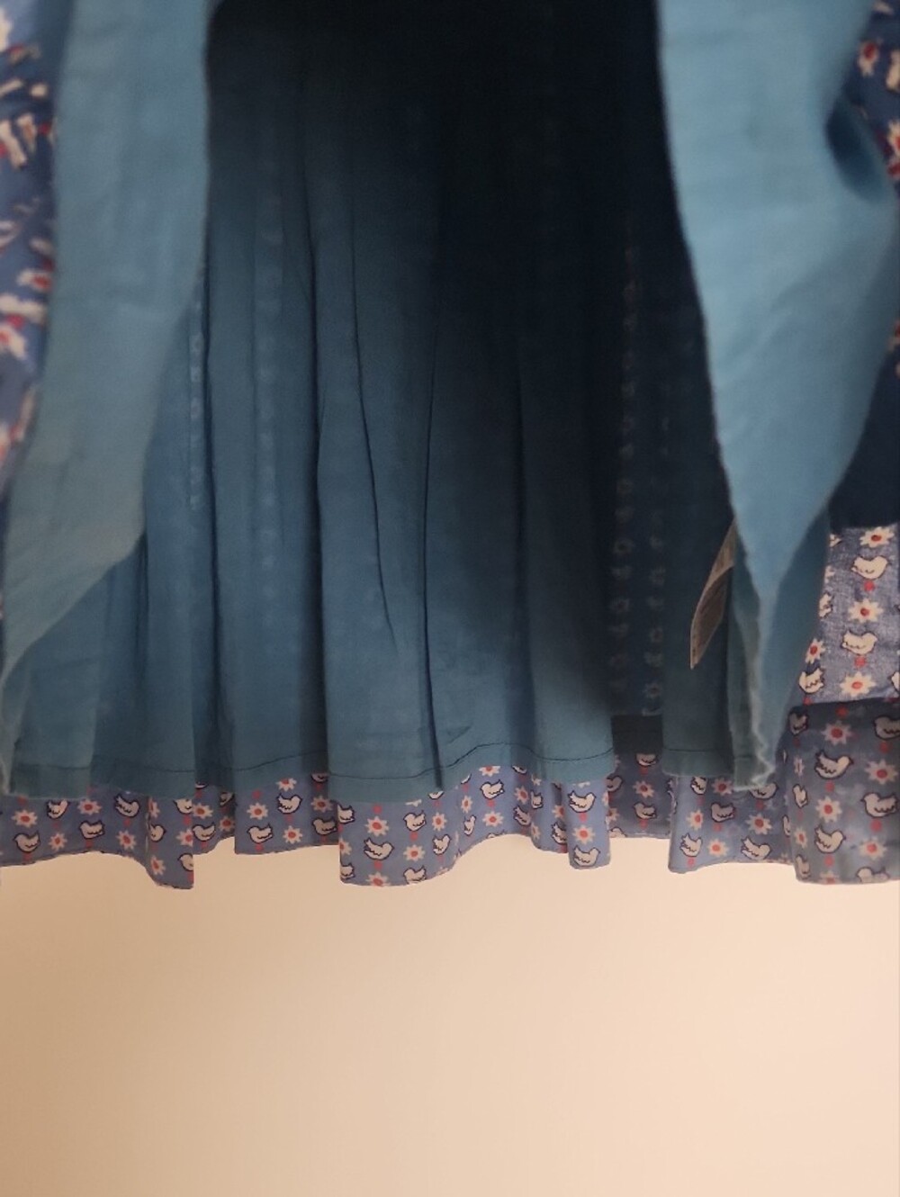 Mini Boden Blue Floral Dress with Coral Peter Pan Collar - Picture 4 of 4